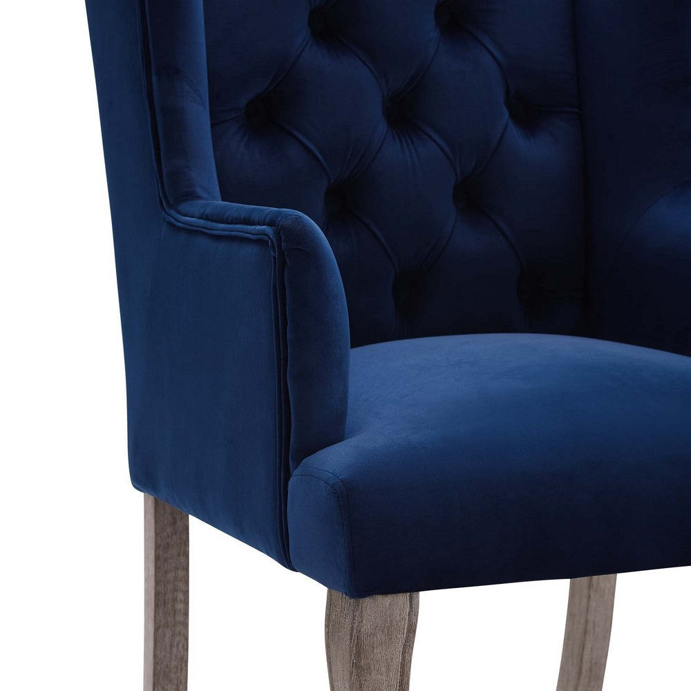 Modway Realm French Vintage Dining Performance Velvet Armchair - Set of 2 Navy MDY-EEI-4292-NAV