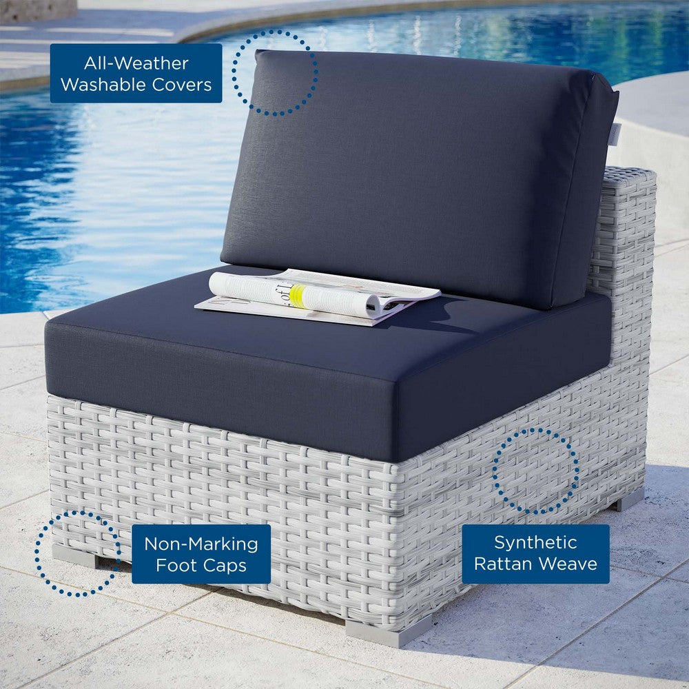 Convene Outdoor Patio Armless Chair by Modway| Blue