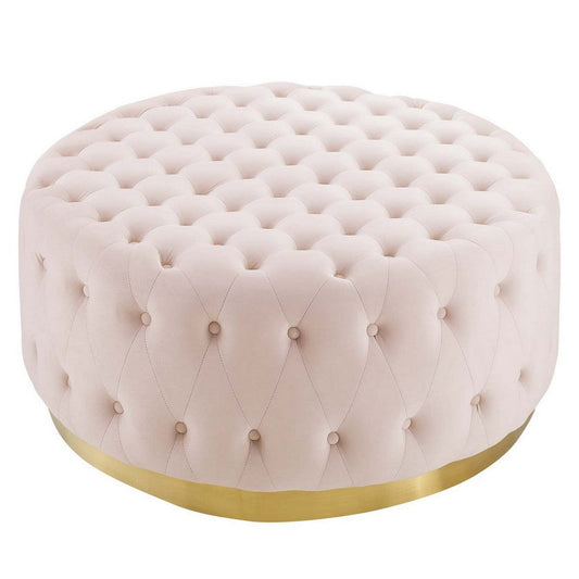 Ensconce Tufted Performance Velvet Round Ottoman  - No Shipping Charges