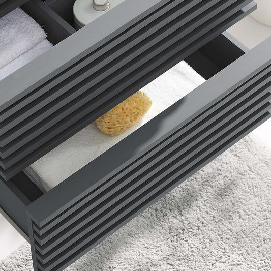 Render 24" Wall-Mount Bathroom Vanity Cabinet (Sink Basin Not Included) by Modway| Gray