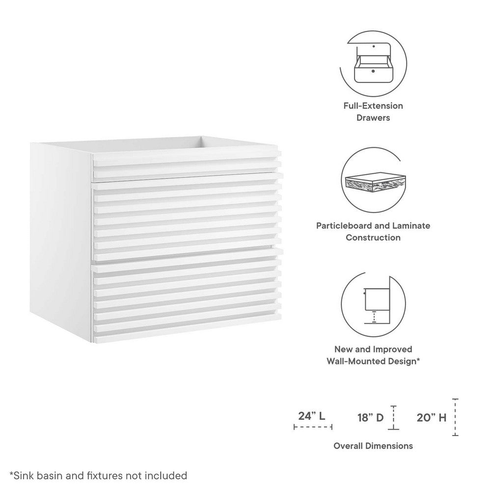 Render 24" Wall-Mount Bathroom Vanity Cabinet (Sink Basin Not Included) by Modway| White