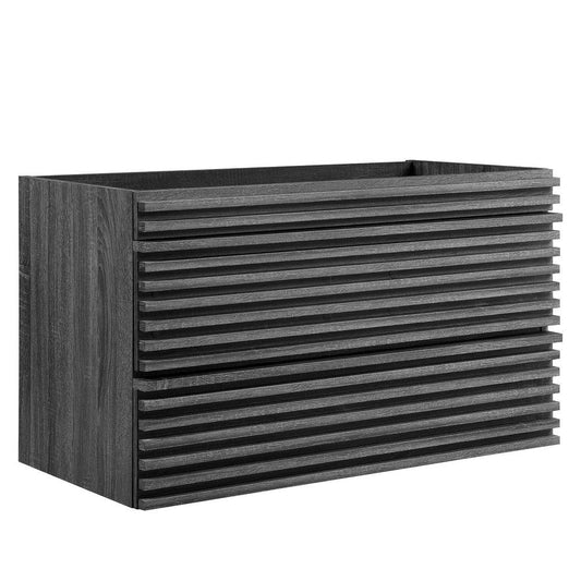 Modway Render 36" Wall-Mount Bathroom Vanity Cabinet in Charcoal - Sink Basin Not Included