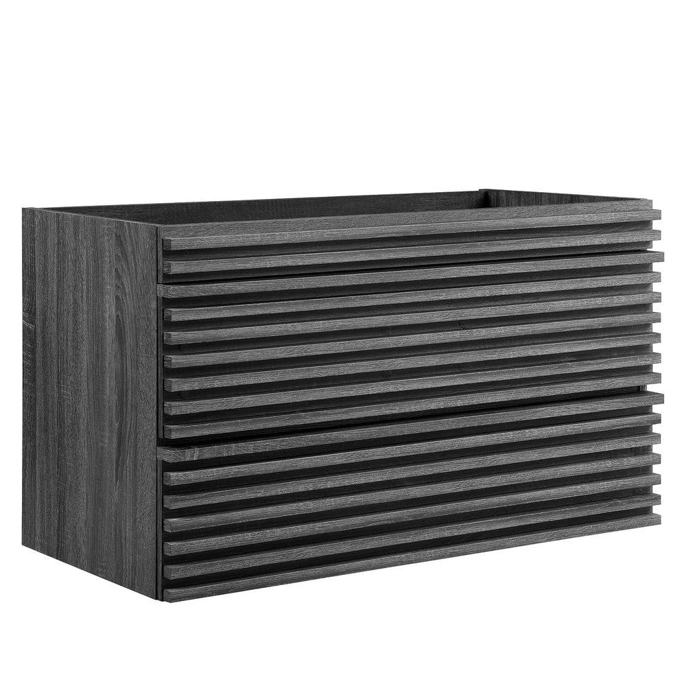 Modway Render 36" Wall-Mount Bathroom Vanity Cabinet in Charcoal - Sink Basin Not Included