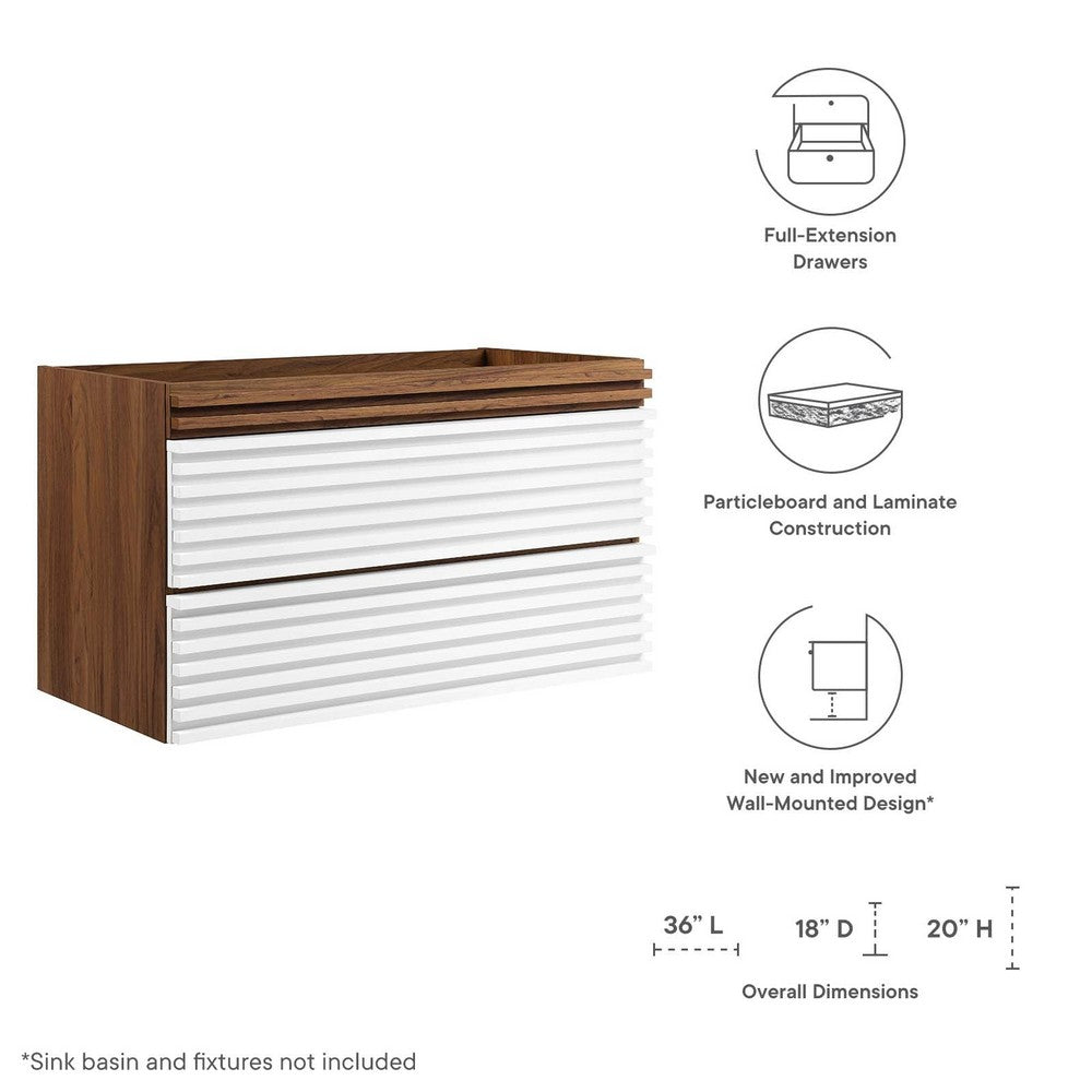 Render 36" Wall-Mount Bathroom Vanity Cabinet (Sink Basin Not Included) by Modway| Brown