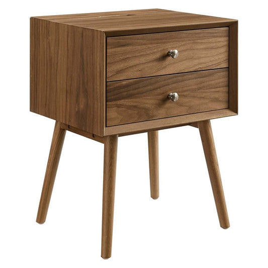 Ember Wood Nightstand With USB Ports  - No Shipping Charges
