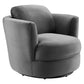 Modway Pirouette Channel Tufted Performance Velvet Swivel Chair in Gray, Grey