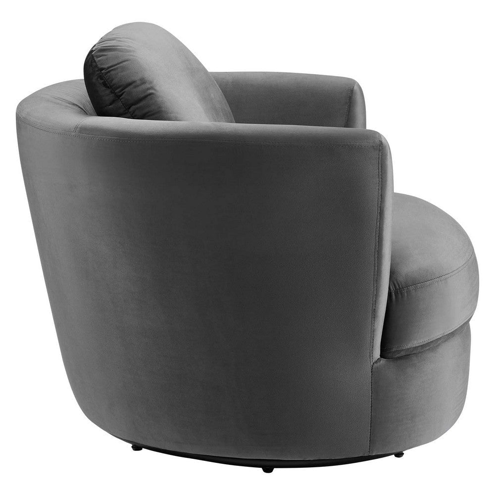 Modway Pirouette Channel Tufted Performance Velvet Swivel Chair in Gray Grey MDY-EEI-4345-GRY