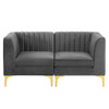 Triumph Channel Tufted Performance Velvet Loveseat by Modway| Gray