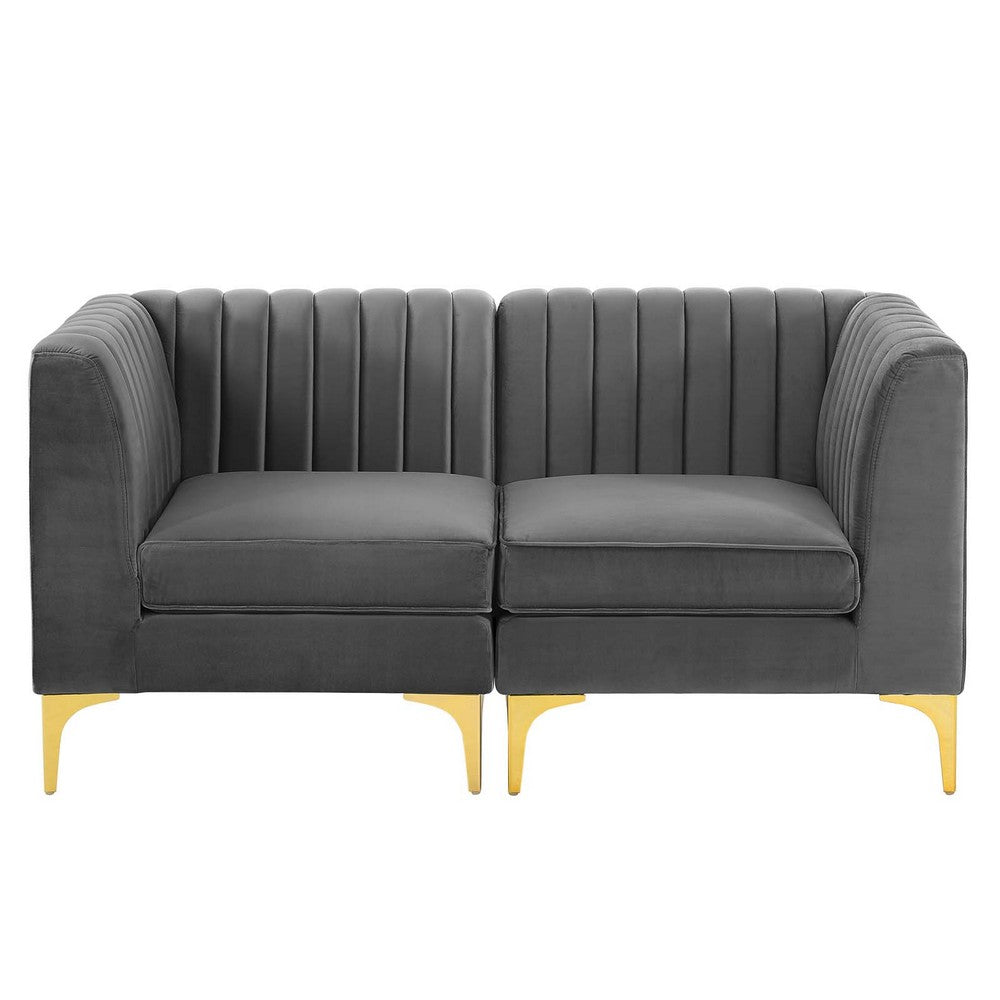 Triumph Channel Tufted Performance Velvet Loveseat by Modway| Gray