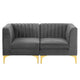Triumph Channel Tufted Performance Velvet Loveseat by Modway| Gray