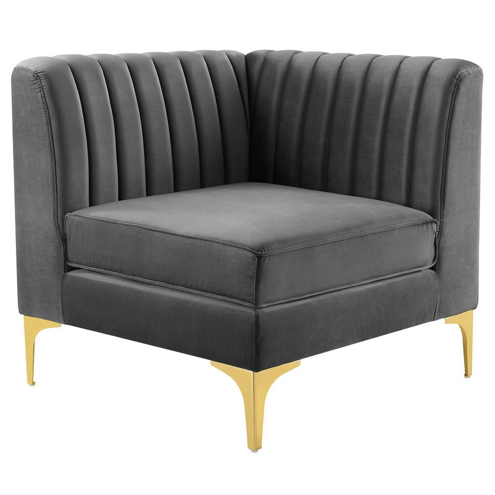 Triumph Channel Tufted Performance Velvet Loveseat by Modway| Gray