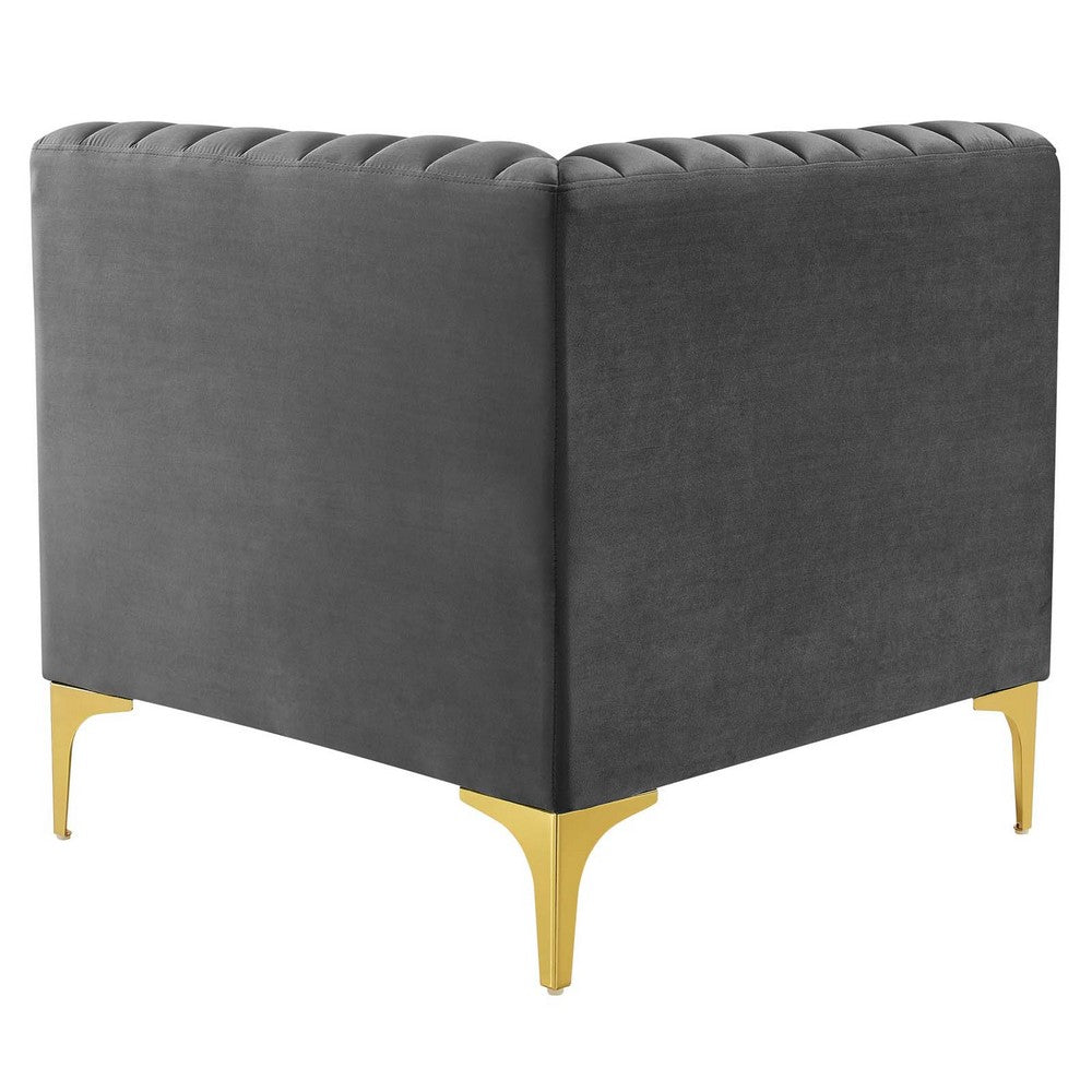 Triumph Channel Tufted Performance Velvet Loveseat by Modway| Gray