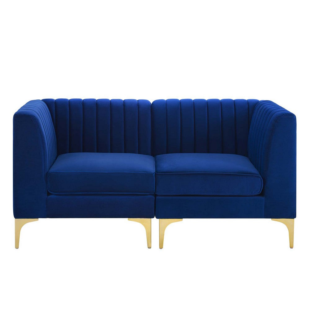 Triumph Channel Tufted Performance Velvet Loveseat by Modway| Blue