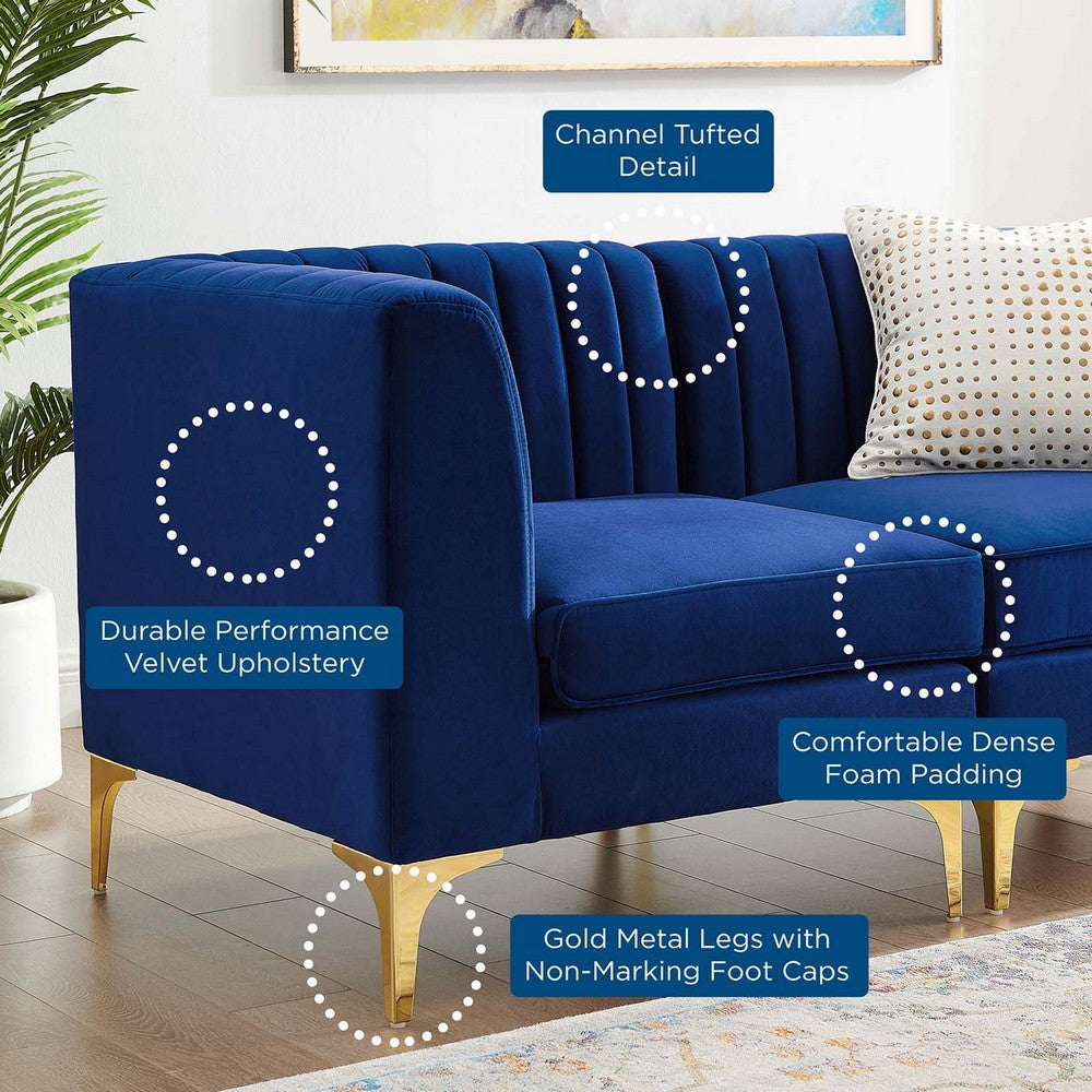 Triumph Channel Tufted Performance Velvet Loveseat by Modway| Blue