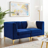 Triumph Channel Tufted Performance Velvet Loveseat by Modway| Blue
