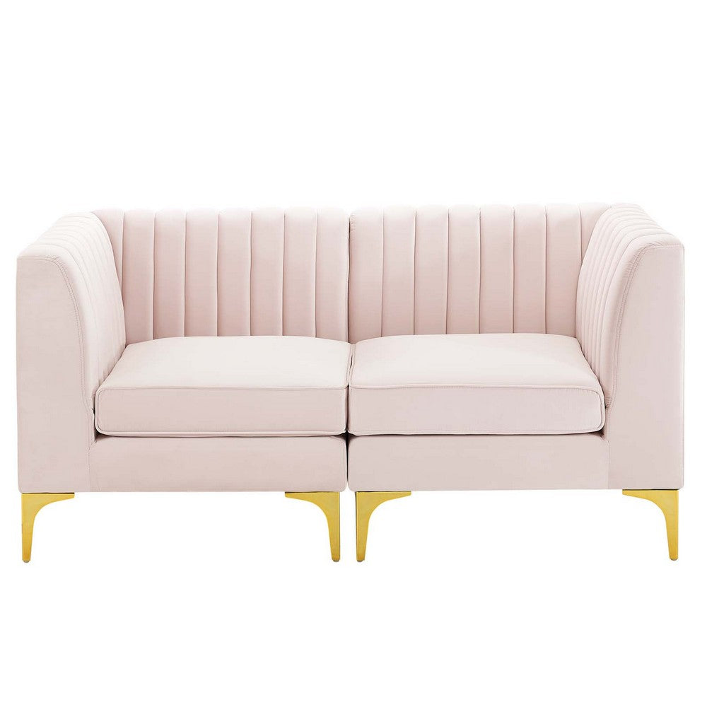 Triumph Channel Tufted Performance Velvet Loveseat by Modway| Red