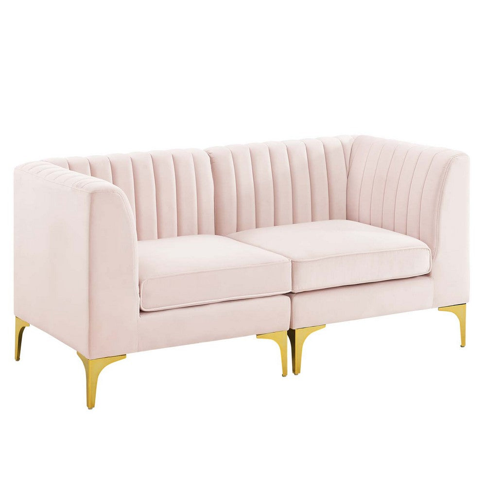 Triumph Channel Tufted Performance Velvet Loveseat by Modway| Red