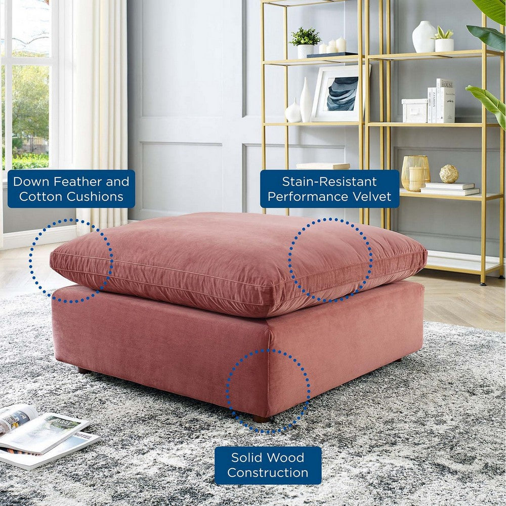 Commix Down Filled Overstuffed Performance Velvet Ottoman - No Shipping Charges MDY-EEI-4365-COG