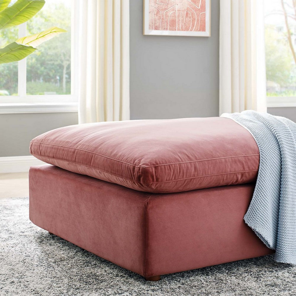 Commix Down Filled Overstuffed Performance Velvet Ottoman - No Shipping Charges MDY-EEI-4365-COG