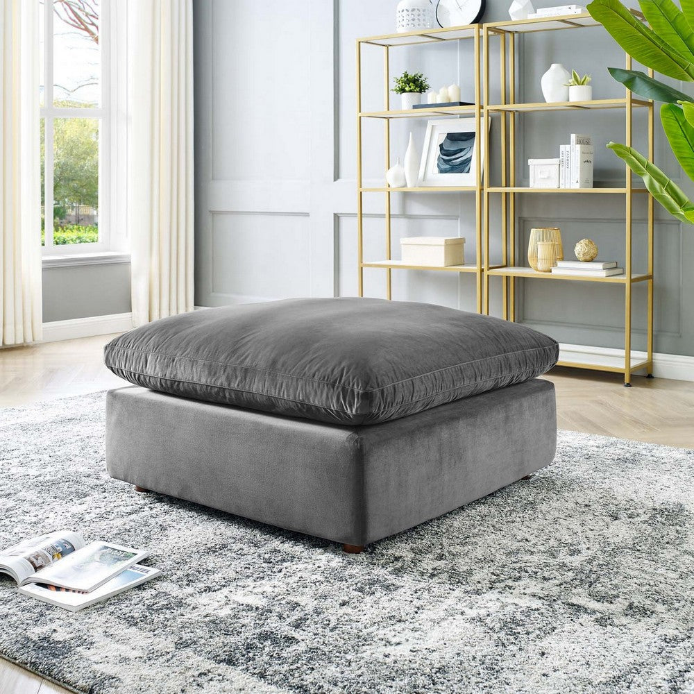 Commix Down Filled Overstuffed Performance Velvet Ottoman - No Shipping Charges