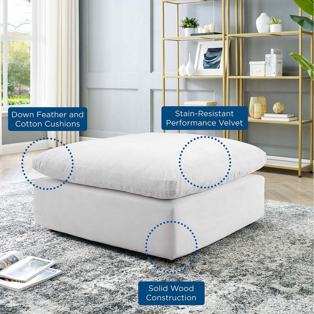 Commix Down Filled Overstuffed Performance Velvet Ottoman by Modway| White
