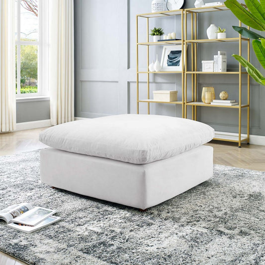 Commix Down Filled Overstuffed Performance Velvet Ottoman by Modway| White
