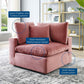 Modway Commix Modular Sofa Corner Chair Dusty Rose Performance Velvet MDY-EEI-4366-DUS