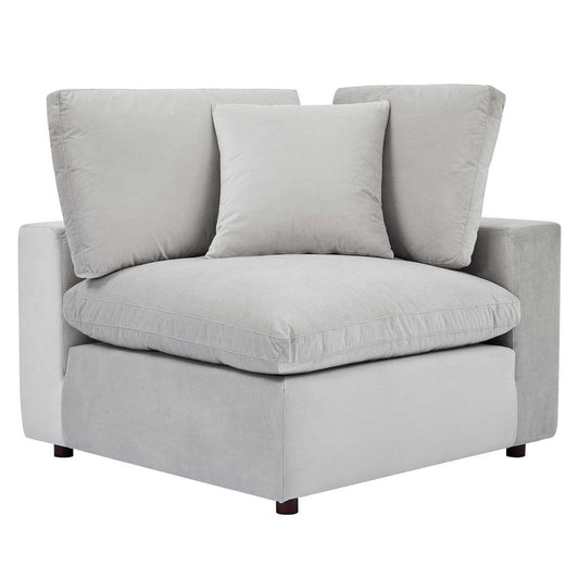 Modway Commix Modular Sofa, Corner Chair, Light Gray Performance Velvet