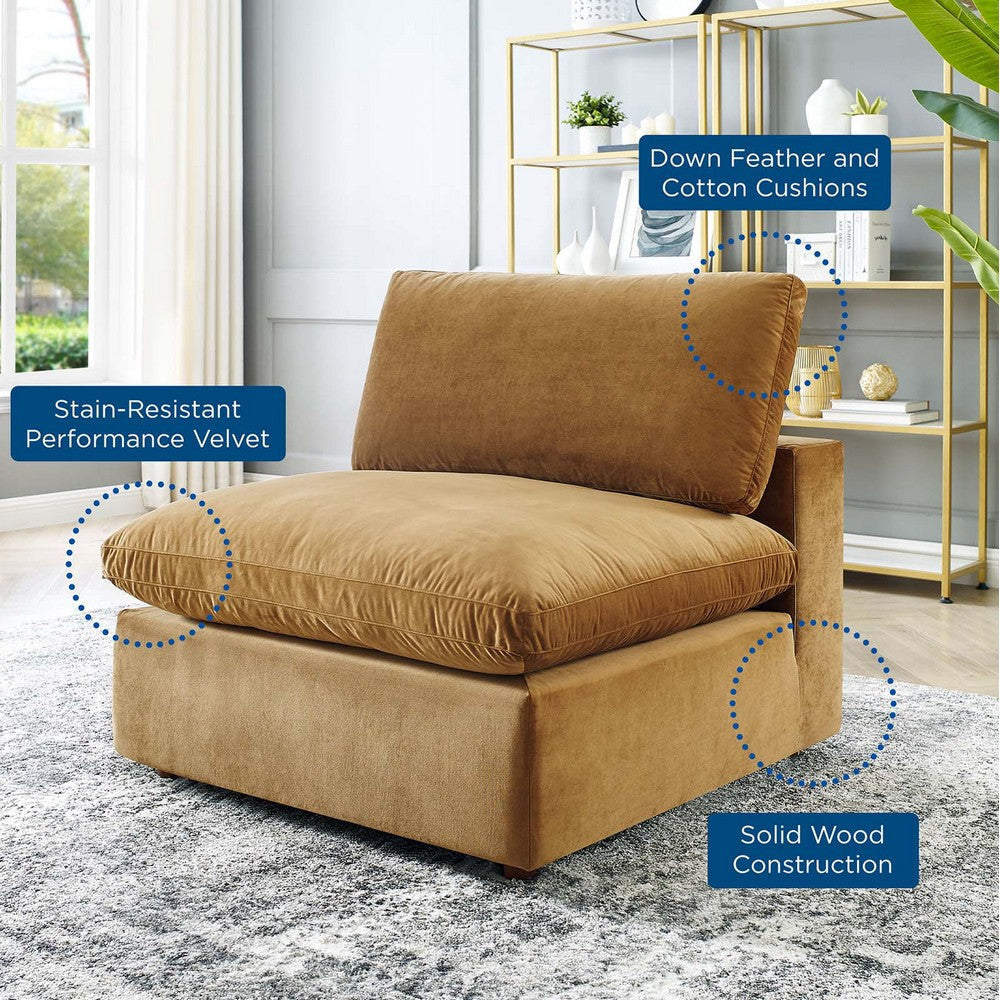 Modway Commix Modular Sofa Armless Chair Cognac Performance Velvet MDY-EEI-4367-COG