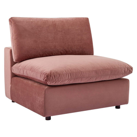 Modway Commix Modular Sofa, Armless Chair, Dusty Rose Performance Velvet