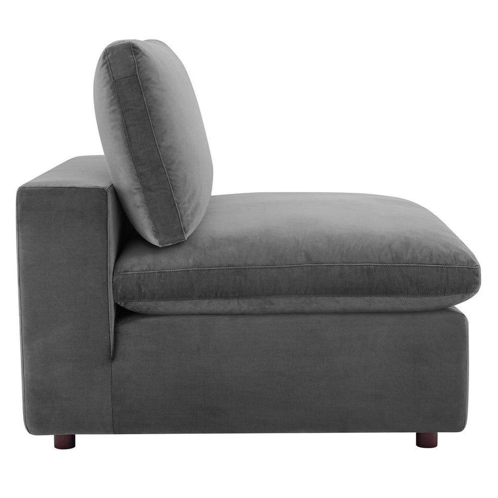 Commix Down Filled Overstuffed Performance Velvet Armless Chair by Modway| Gray