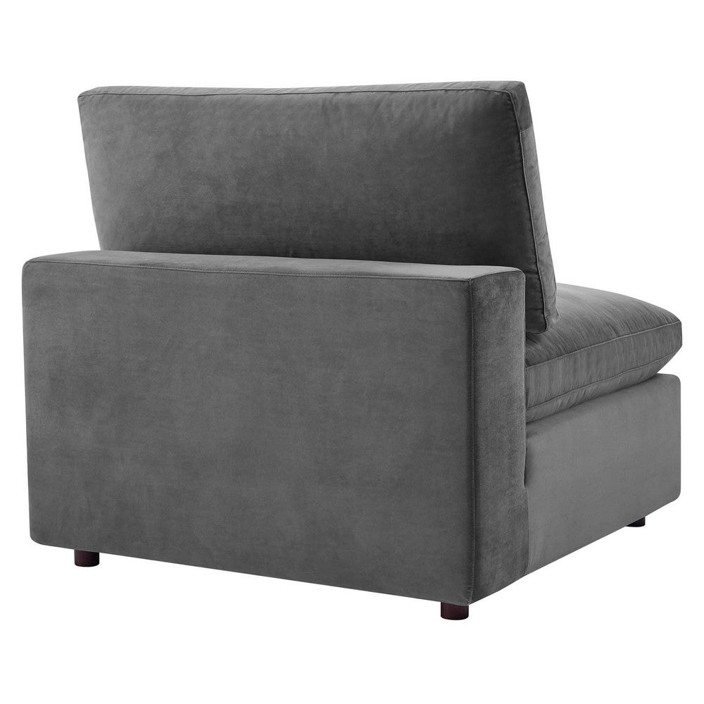 Commix Down Filled Overstuffed Performance Velvet Armless Chair by Modway| Gray
