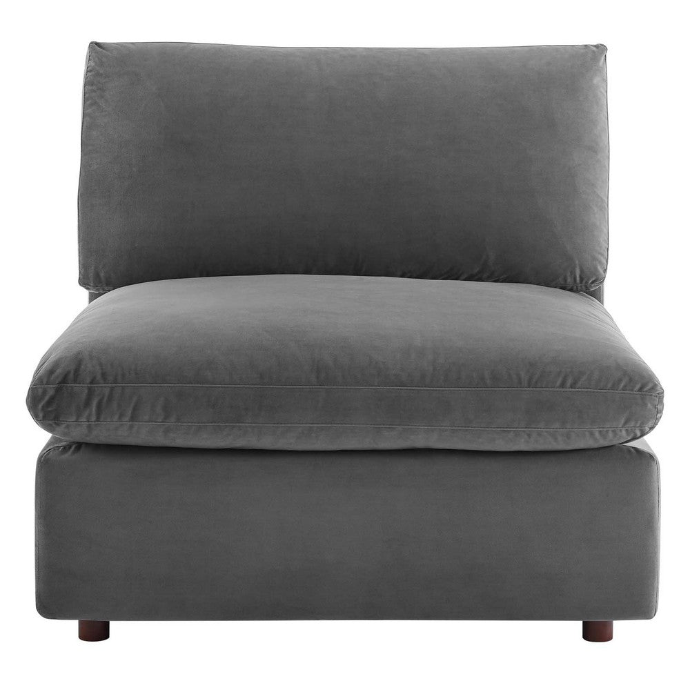 Commix Down Filled Overstuffed Performance Velvet Armless Chair by Modway| Gray