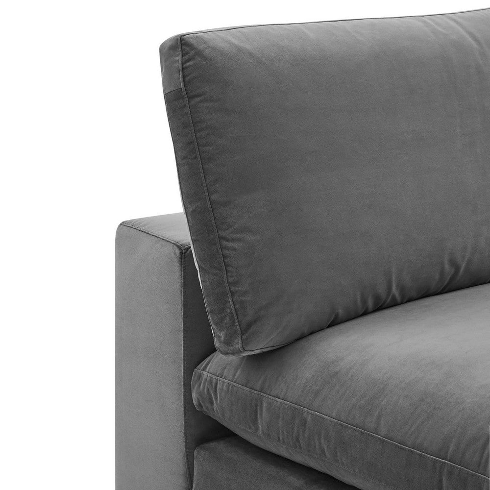 Commix Down Filled Overstuffed Performance Velvet Armless Chair by Modway| Gray