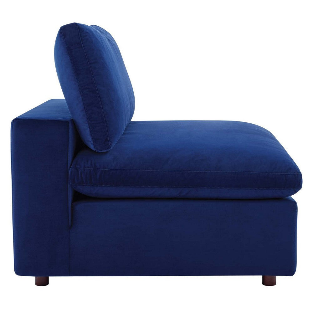 Modway Commix Modular Sofa Armless Chair Navy Performance Velvet MDY-EEI-4367-NAV