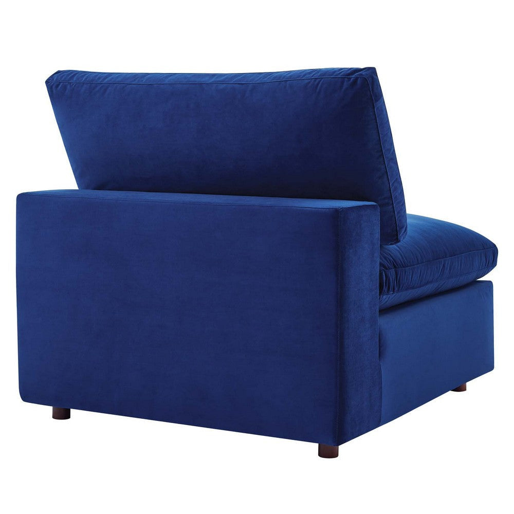 Modway Commix Modular Sofa Armless Chair Navy Performance Velvet MDY-EEI-4367-NAV