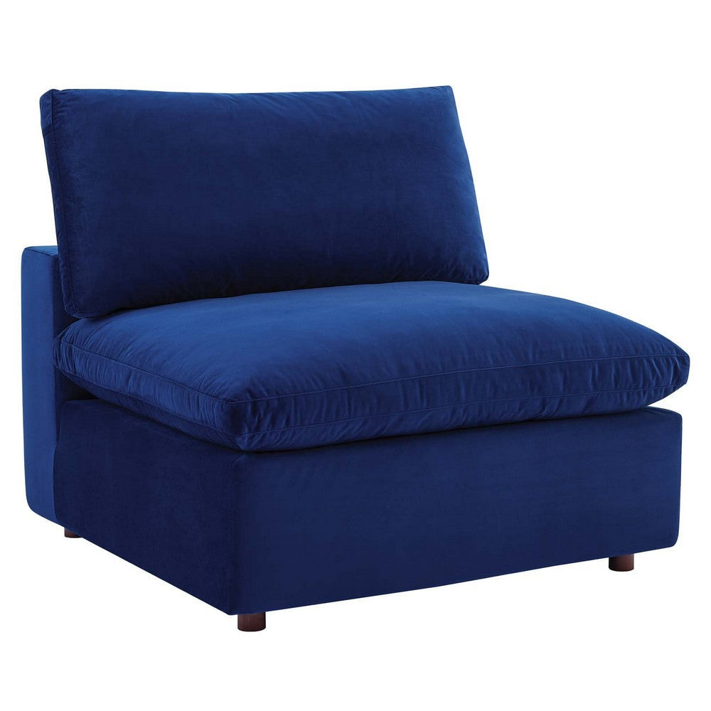 Modway Commix Modular Sofa, Armless Chair, Navy Performance Velvet