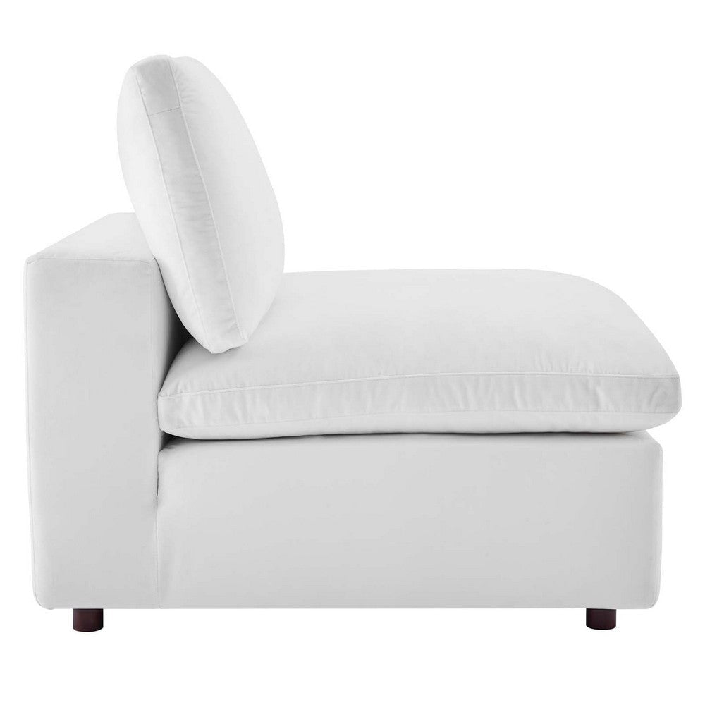 Modway Commix Modular Sofa Armless Chair White Performance Velvet MDY-EEI-4367-WHI