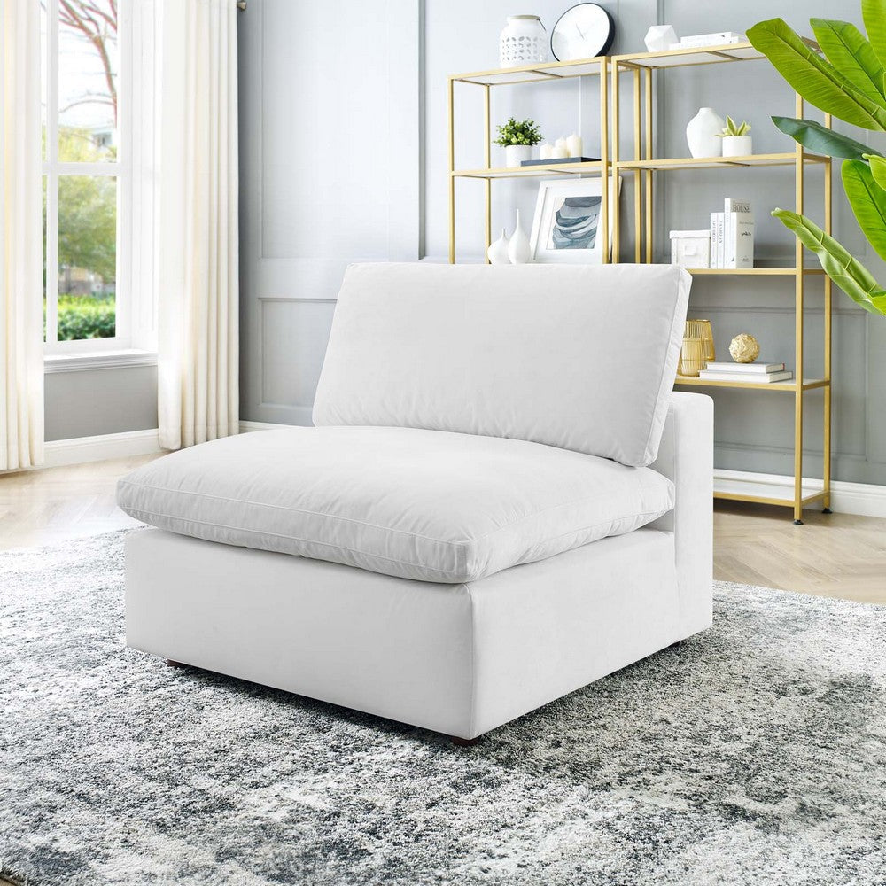 Modway Commix Modular Sofa Armless Chair White Performance Velvet MDY-EEI-4367-WHI