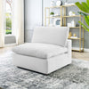 Modway Commix Modular Sofa Armless Chair White Performance Velvet MDY-EEI-4367-WHI