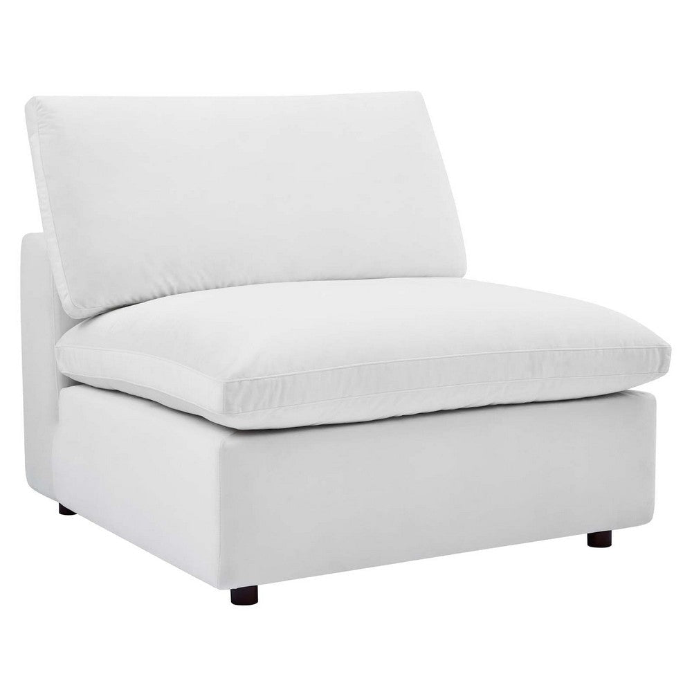 Modway Commix Modular Sofa, Armless Chair, White Performance Velvet