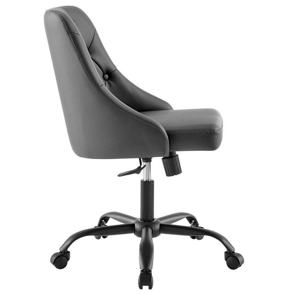 Distinct Tufted Swivel Vegan Leather Office Chair by Modway| Gray