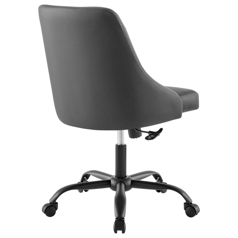 Distinct Tufted Swivel Vegan Leather Office Chair by Modway| Gray