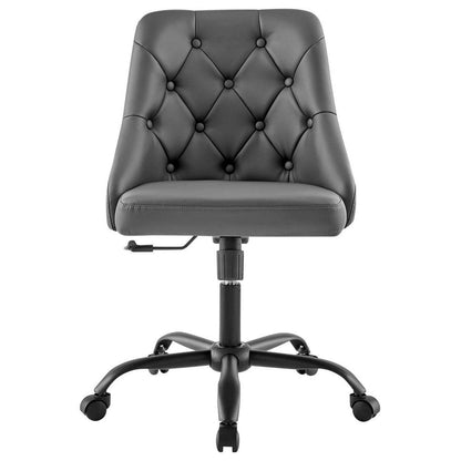 Distinct Tufted Swivel Vegan Leather Office Chair - No Shipping Charges MDY-EEI-4370-BLK-GRY