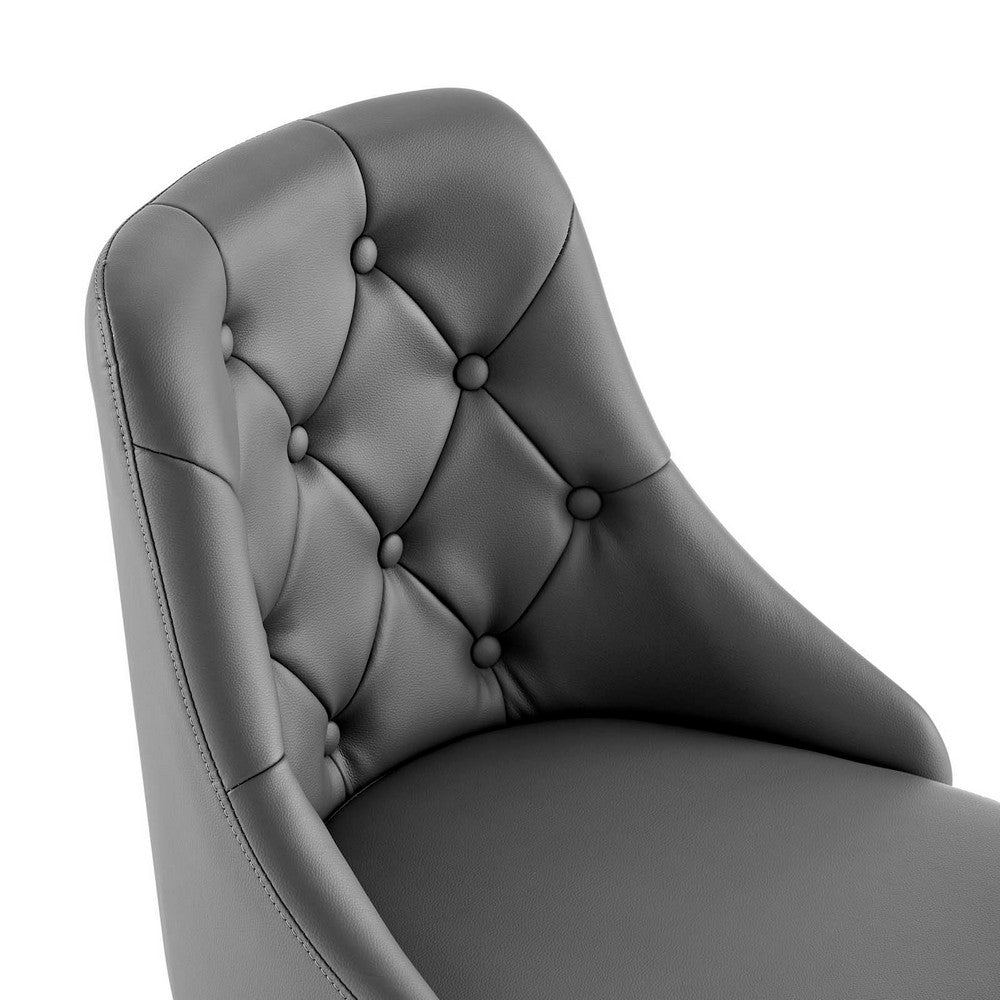 Distinct Tufted Swivel Vegan Leather Office Chair by Modway| Gray