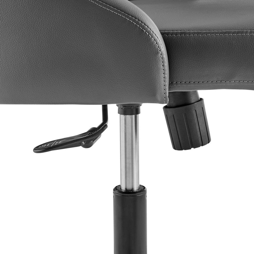 Distinct Tufted Swivel Vegan Leather Office Chair by Modway| Gray