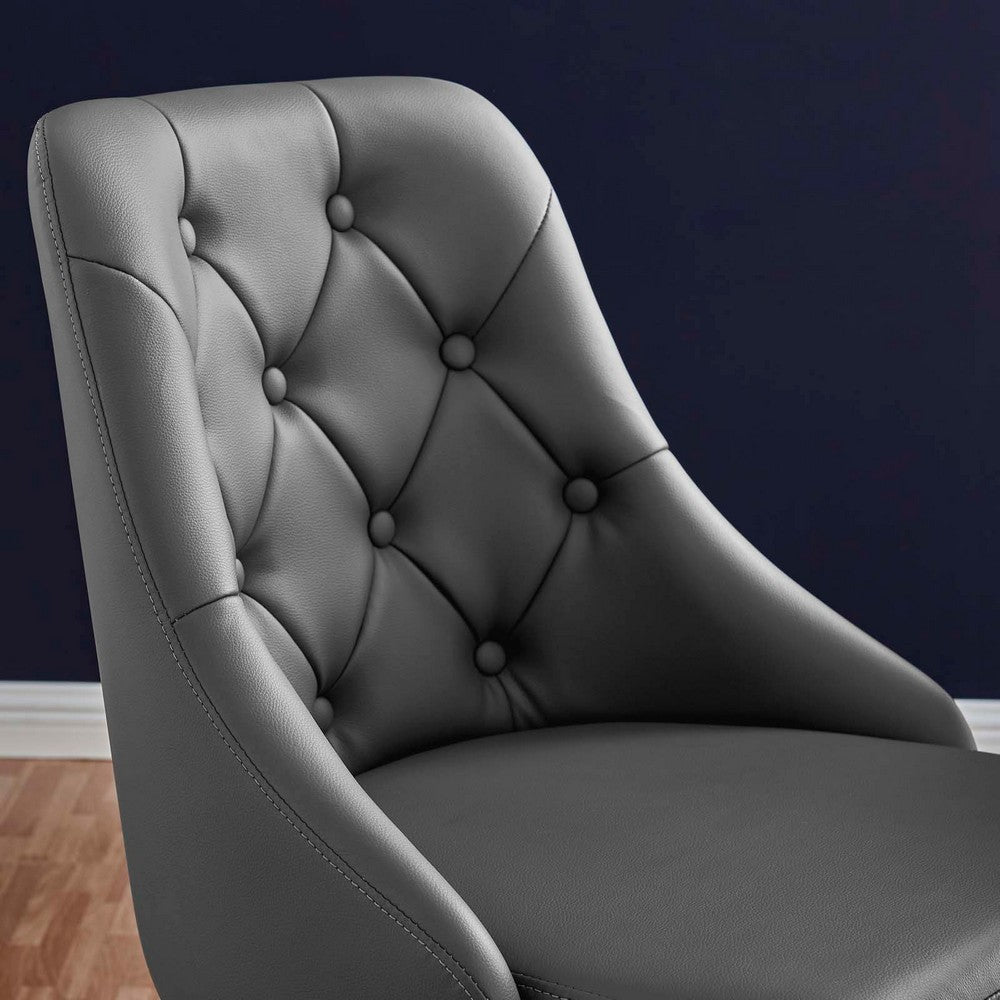 Distinct Tufted Swivel Vegan Leather Office Chair by Modway| Gray