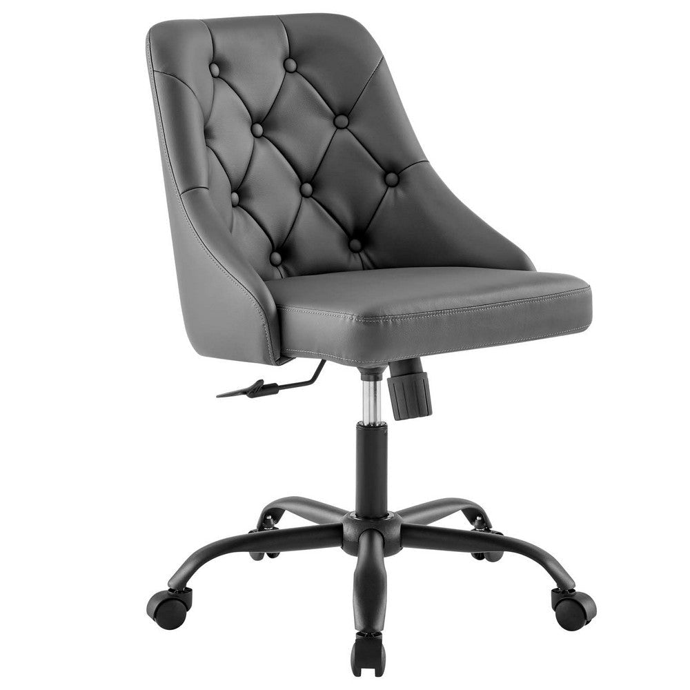 Distinct Tufted Swivel Vegan Leather Office Chair - No Shipping Charges MDY-EEI-4370-BLK-GRY