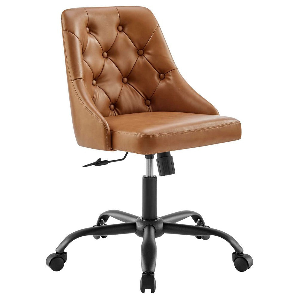 Distinct Tufted Swivel Vegan Leather Office Chair - No Shipping Charges MDY-EEI-4370-BLK-GRY