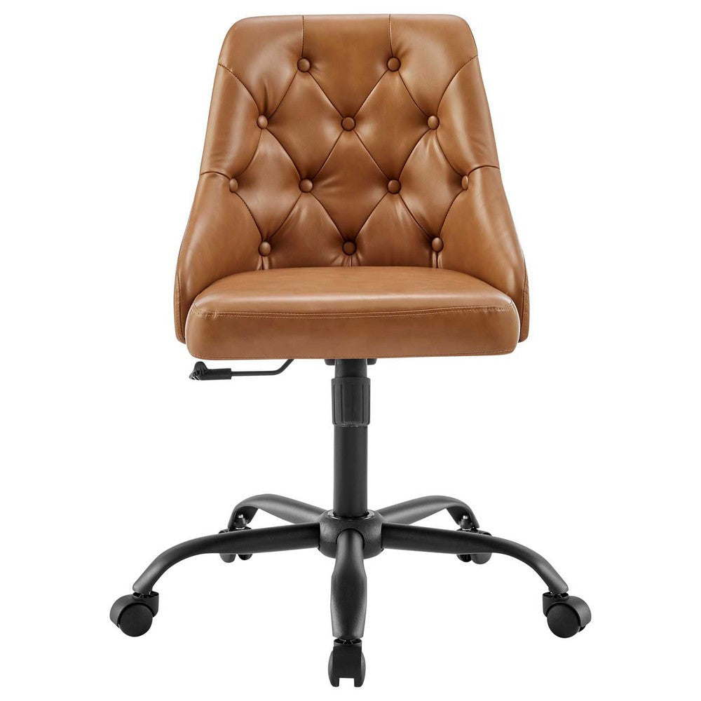 Distinct Tufted Swivel Vegan Leather Office Chair - No Shipping Charges MDY-EEI-4370-BLK-TAN